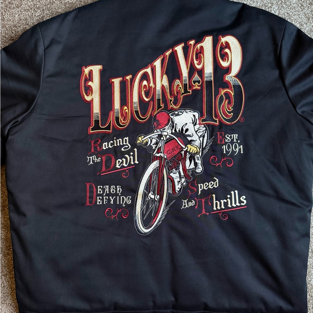 Lucky 13 Racing The Devil Jacket. Mens XL. Black. Embroidered.